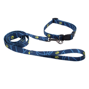 Pet Supplier Dog Accessories Wholesale Adjustable Design Dog Collar and Leash with Pad for Dogs Heat Transfer Printing Pattern