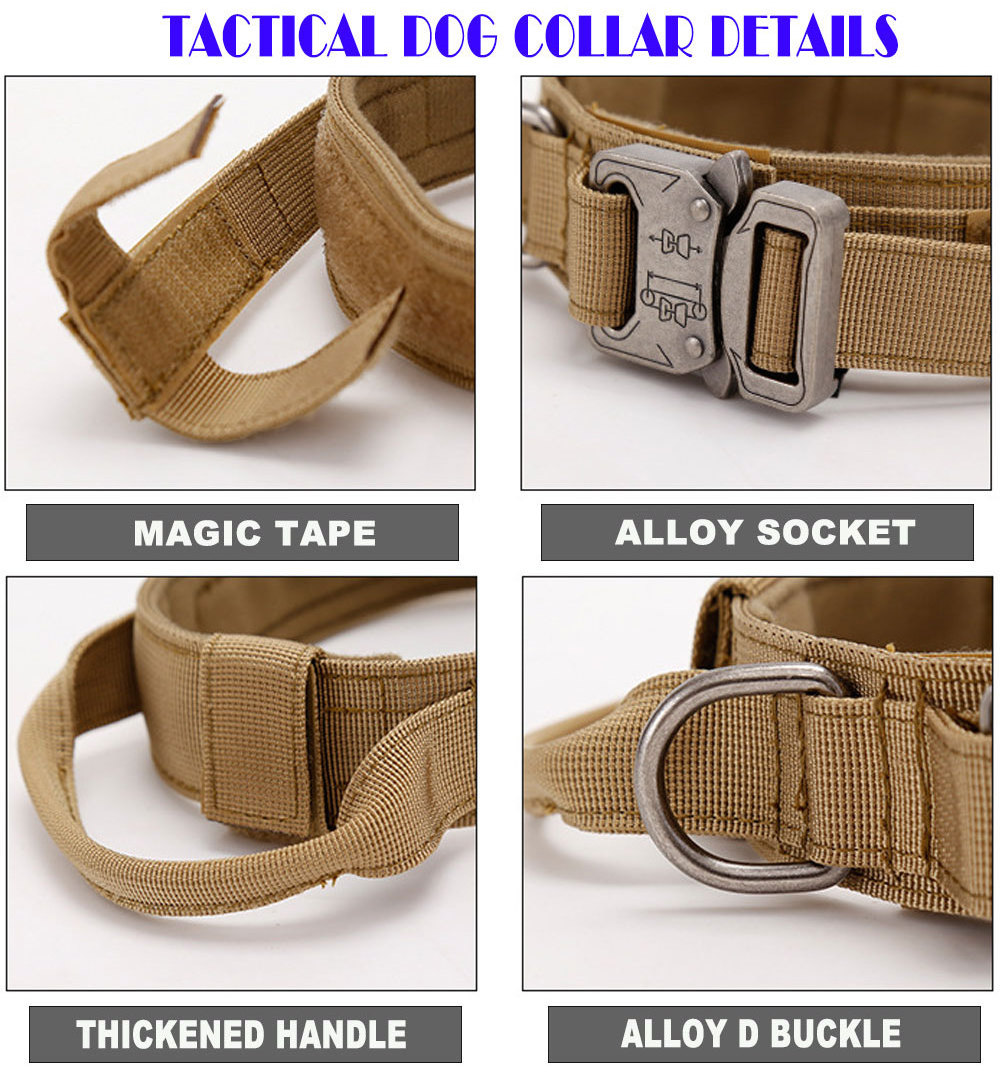 Heavy Duty Tactical Dog Collar Custom Designer Adjustable Luxury Fancy Fashion Tactical Harness Service Dog Collars