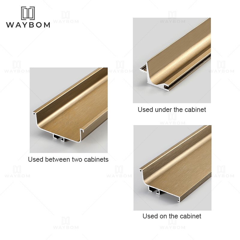 Factory wood drawer edge pull modern aluminum alloy kitchen cabinet handle profile handleless hanging cabinet lamp