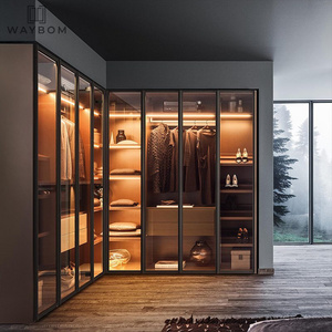 elegant glass wardrobe with led light glass wardrobe with aluminium frame finish thin aluminum glass door slim wardrobe