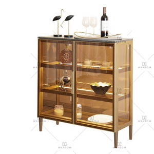 Luxury European Style Classical Showcase Two Doors Aluminum Shelf Wine Display Cabinet