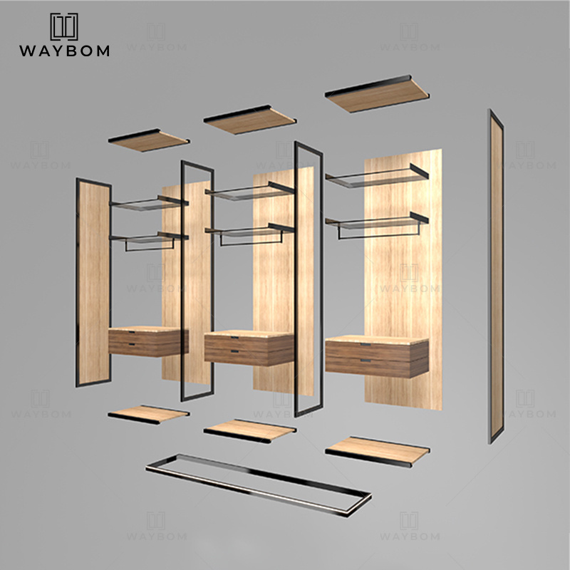 Foshan Manufacturer Bedroom Furniture High End Closet Systems L Shape Aluminum Profile Glass Door Aluminum Material Wardrobe