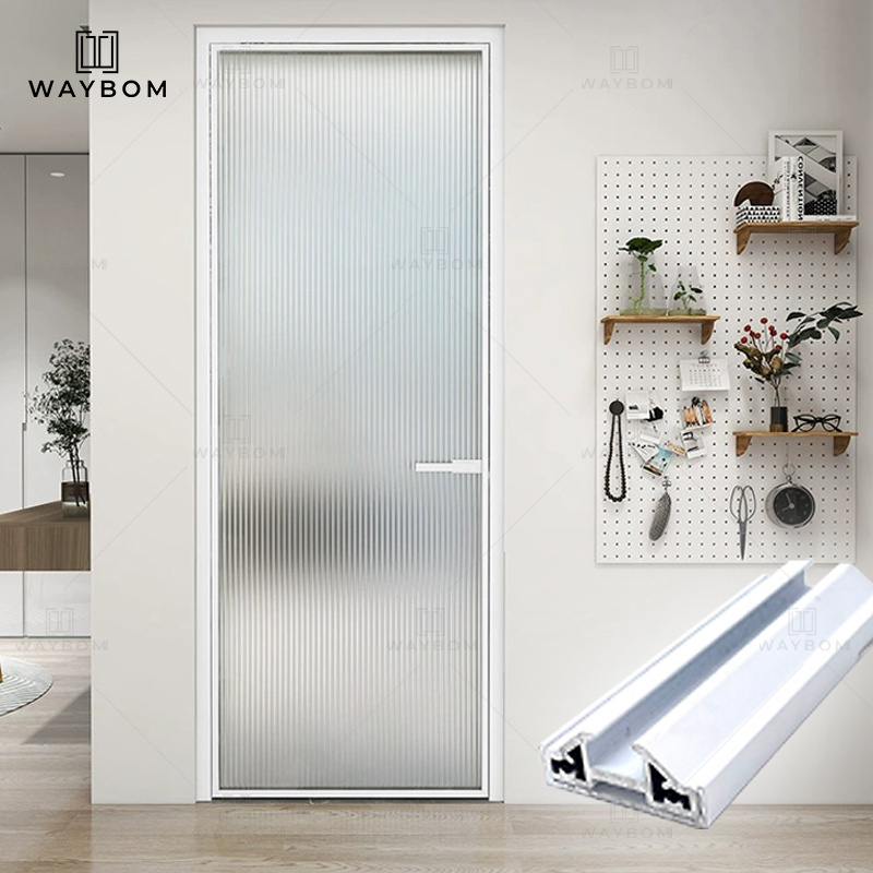 Waybom economical glass door aluminum frame interior soundproof sliding door sliding hanging wheels kit