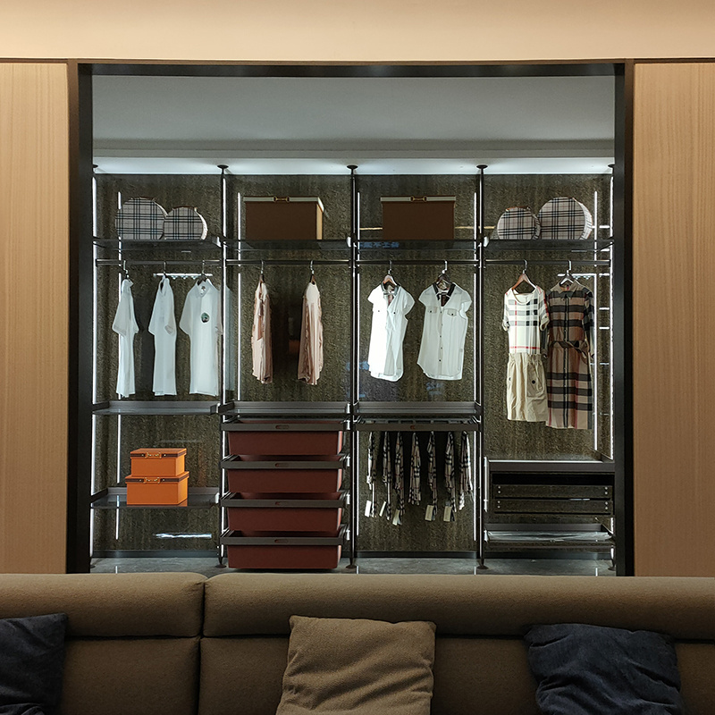 Wardrobes Bedroom Modern Sliding Doors Shelves For Clothing Stores Led Light Cupboard Closet