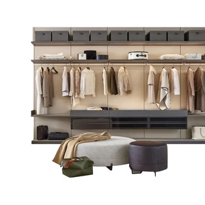 Italian custom golden framed economical walk-in closet systems organizers