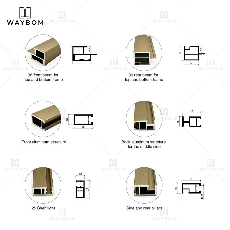 Foshan Manufacturer Bedroom Furniture High End Closet Systems L Shape Aluminum Profile Glass Door Aluminum Material Wardrobe