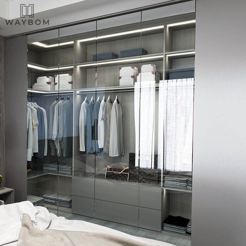 European Style Wardrobe Bedroom Furniture Minimalist Grass Wardrobe Aluminum Closet Organizer