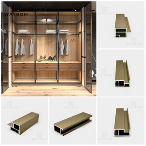 Foshan Manufacturer Bedroom Furniture High End Closet Systems L Shape Aluminum Profile Glass Door Aluminum Material Wardrobe