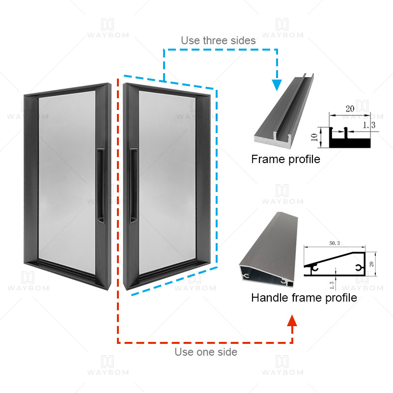 Sliding Door Wardrobe Aluminum Profile Cabinet Handles Square Aluminum