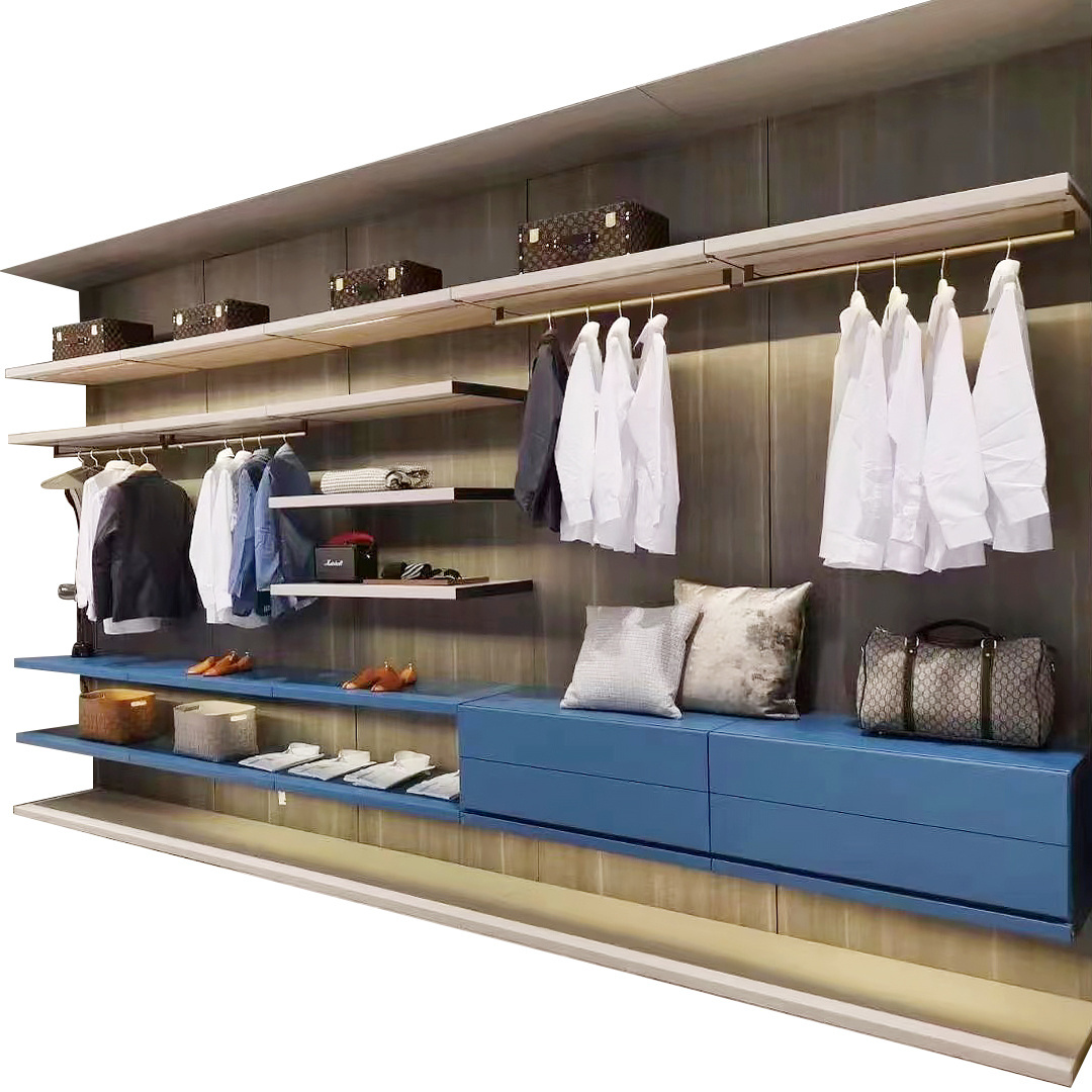 Open Wardrobe Design Glass Cabinet With Aluminium Frame Finish Modular Walk-In Wardrobe