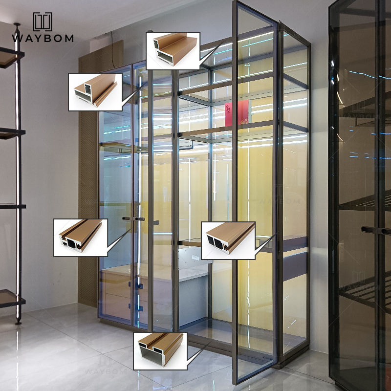 Low Price Powder Coated Profile Aluminum Glass Door Panel Closet Aluminum Frame Square Bevel Wardrobe Aluminum Profiles