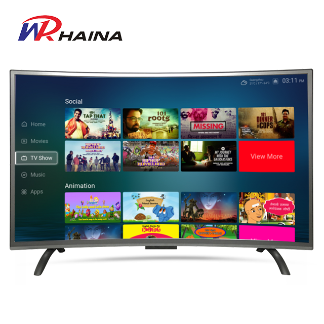 Haina High Performance Mul-ti Language Kitchen Tv 1080p Android 32 Inch Smart Curved Display Led Tv