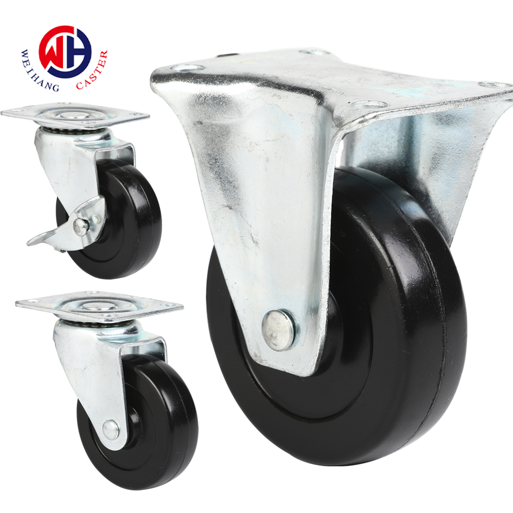 Free sample Weihang 2.5  inch Plate Fixed Caster rubber rollerblade furniture  office chair  caster wheels