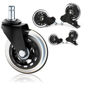 WH Amazon hot Sale 75mm 3 inch 11/22  10/22 stem  black roller polyurethane swivel office chair caster wheels for chair