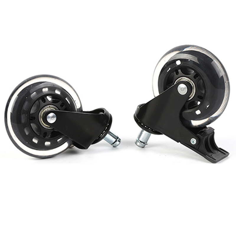 WH Amazon hot Sale 75mm 3 inch 11/22  10/22 stem  black roller polyurethane swivel office chair caster wheels for chair