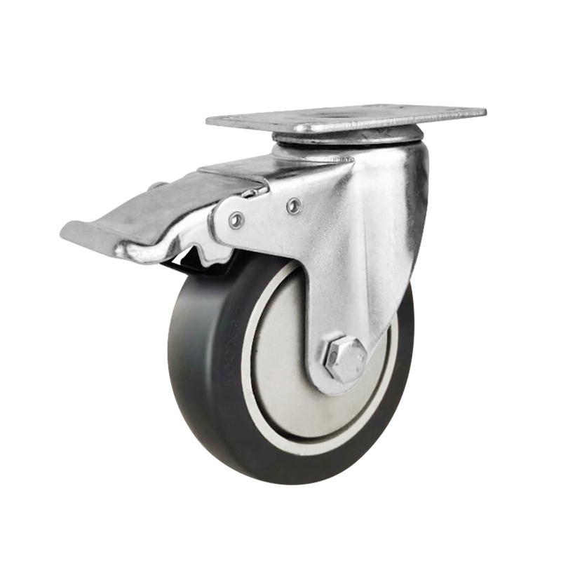 weihang 150KG Load Capacity 4 Inch 100mm Single Ball Race Bearing Polyurethane Locking hand cart Caster Wheels