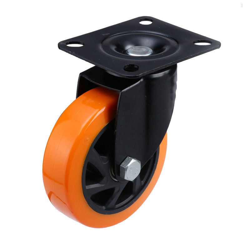 WH Amazon hot sale 1.5//2.5/3/4/5 inch orange PVC caster trolley wheels 100 mm Industrial cart PU caster Wheels for Workbench