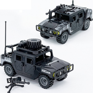 Desert Camouflage Wrangler Jeeped Off-Road Car SUV WW2 Soldiers Accessories Army Military Building Blocks Brick Sets Toys