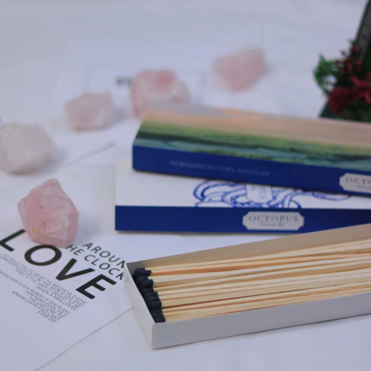 Customized factory boxed extra long matches fireplace aromatherapy candle Customized logo boxed matches