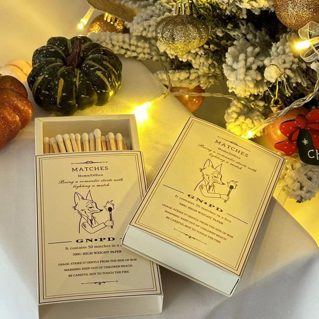 Christmas Cute Matchbox Wooden Wholesale With Lower Price White Color Tip for Hotel Colored Personalized Stick Wooden Bulk Match