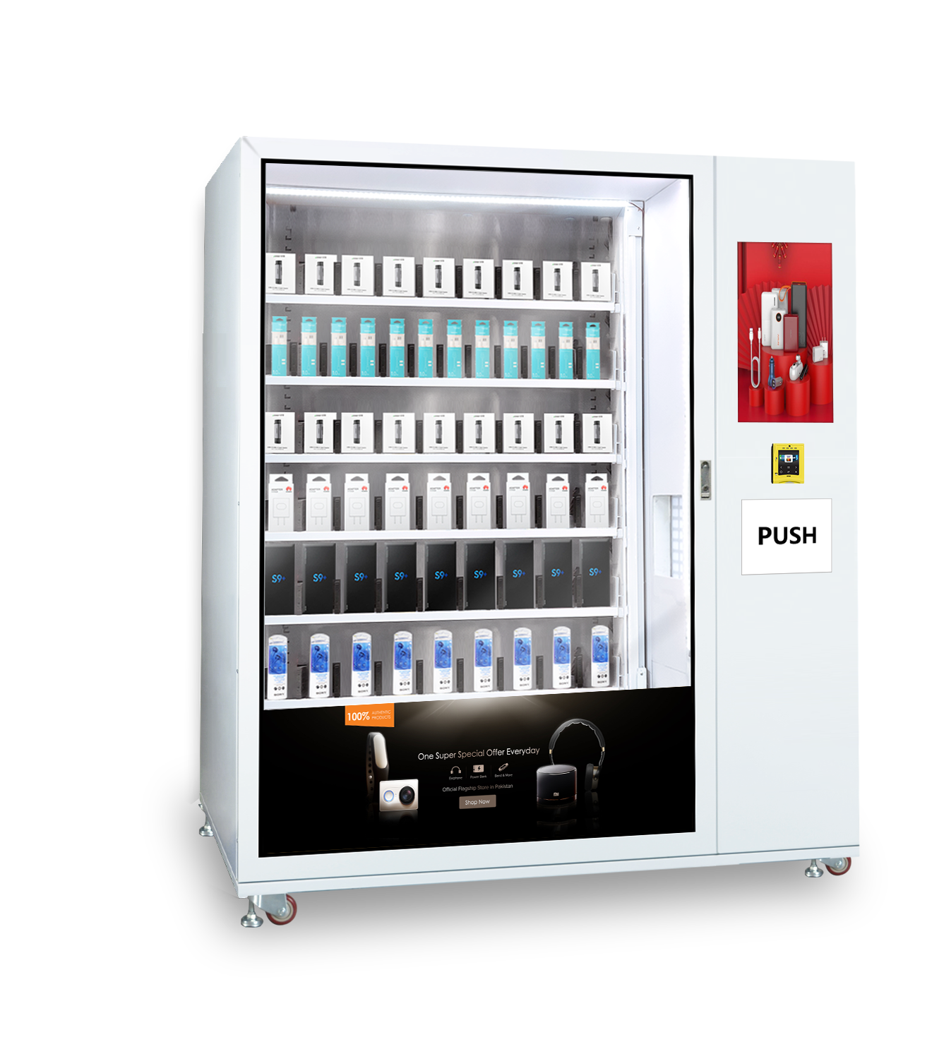 Micron big capacity mobile phone accessories vending machine with elevator in subway airport