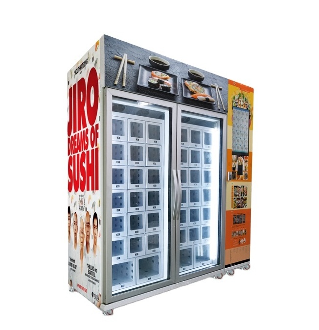 Self service automatic Locker in fridge smart vending machine suitable to sell wine, fresh fruit, salad box, egg