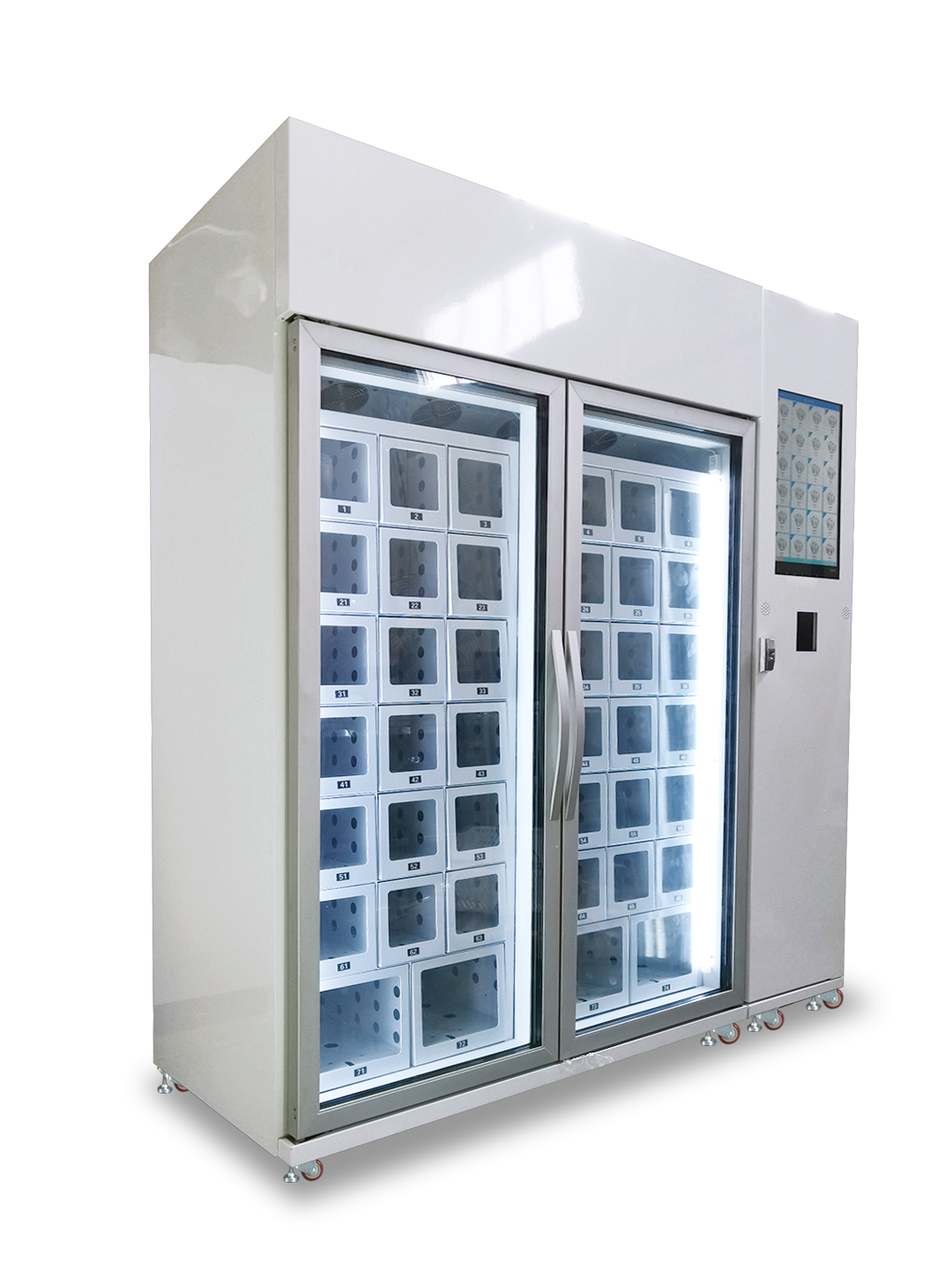 Self service automatic Locker in fridge smart vending machine suitable to sell wine, fresh fruit, salad box, egg