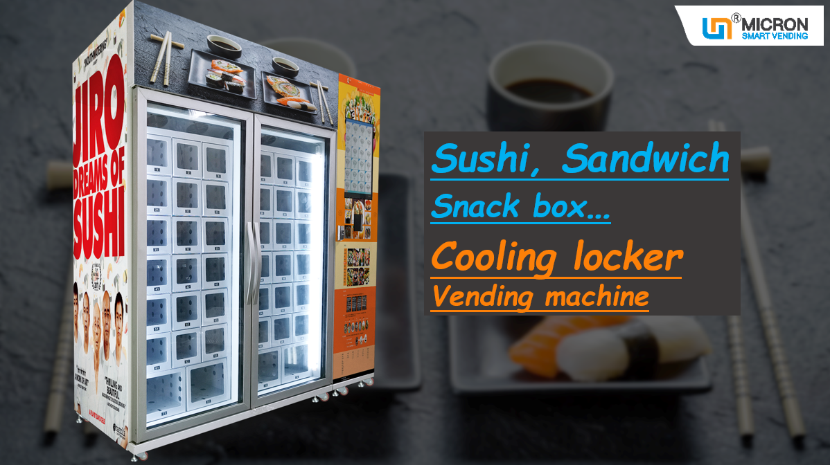 Self service automatic Locker in fridge smart vending machine suitable to sell wine, fresh fruit, salad box, egg