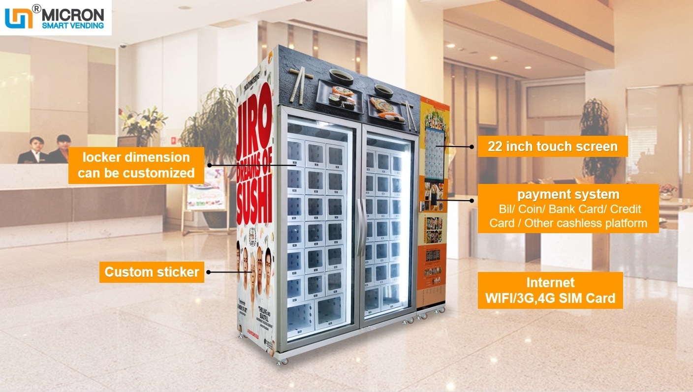 cooling locker egg fruit sushi fragile products fresh products vending machine with smart system unmanned retail store