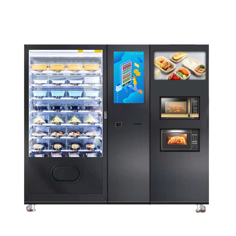 Micron ready meal hot food vending machine for snack and drinks with microwaves and card reader