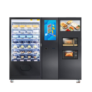 Micron ready meal hot food vending machine for snack and drinks with microwaves and card reader