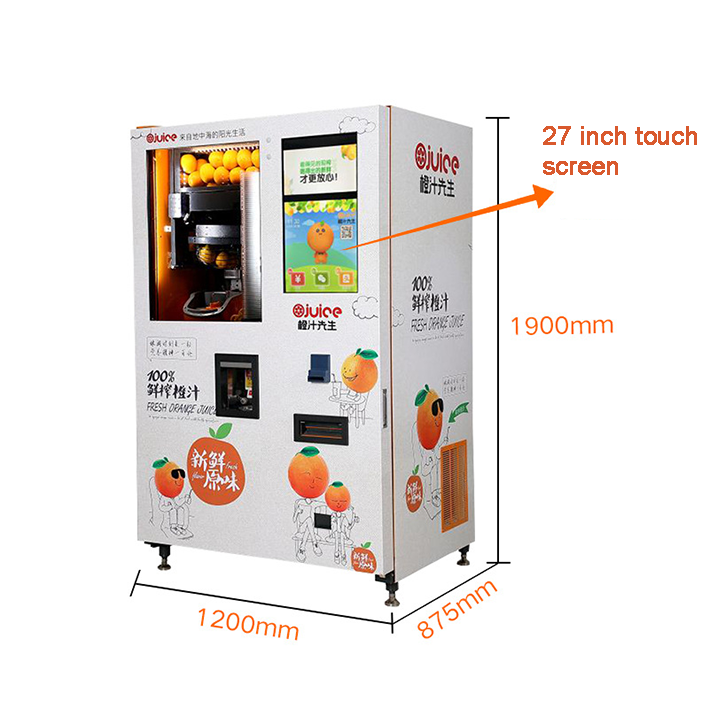 Micron automatic fresh orange juice vending machine with card reader and bill validator