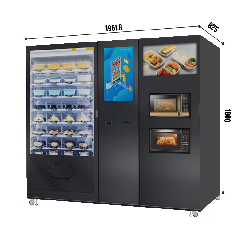 Micron ready meal hot food vending machine for snack and drinks with microwaves and card reader