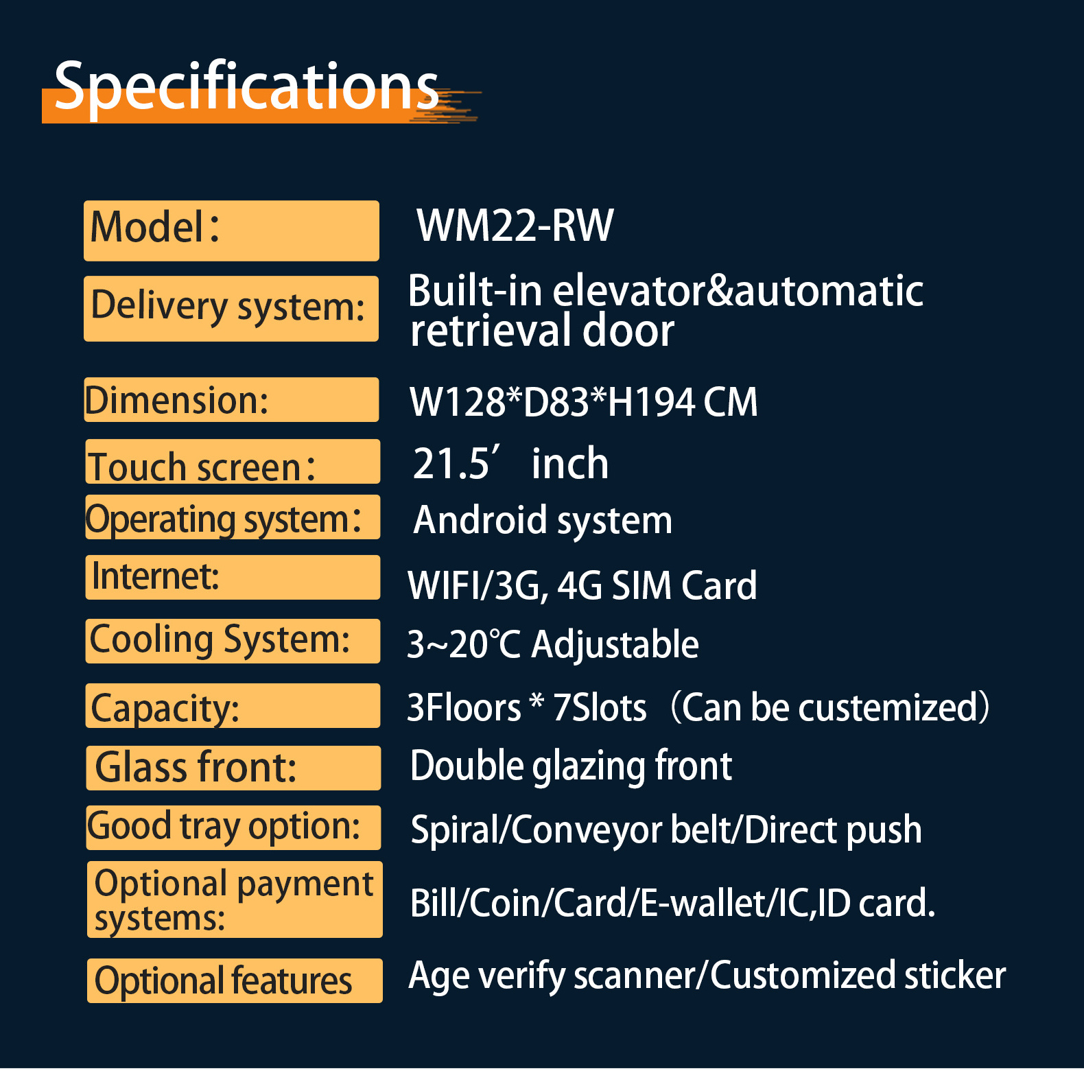 Custom Remote Control WIFI/ SIM Card Champagne Vending Machines with Age Recognizer and Elevator