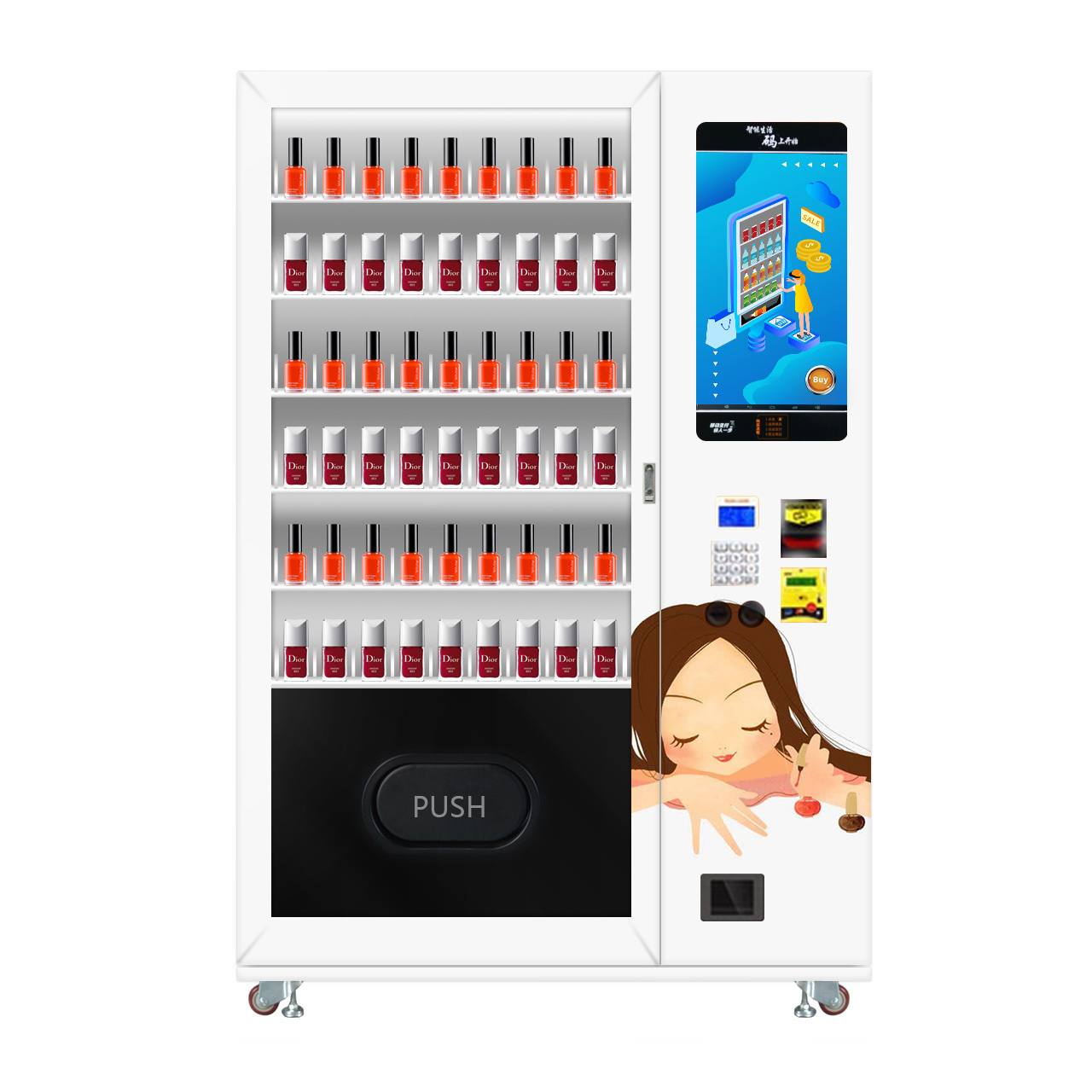 New Arrival Micron Low Price Touch Screen Digital  Nail Polish Eyelash Hair Vending Machines for Sale