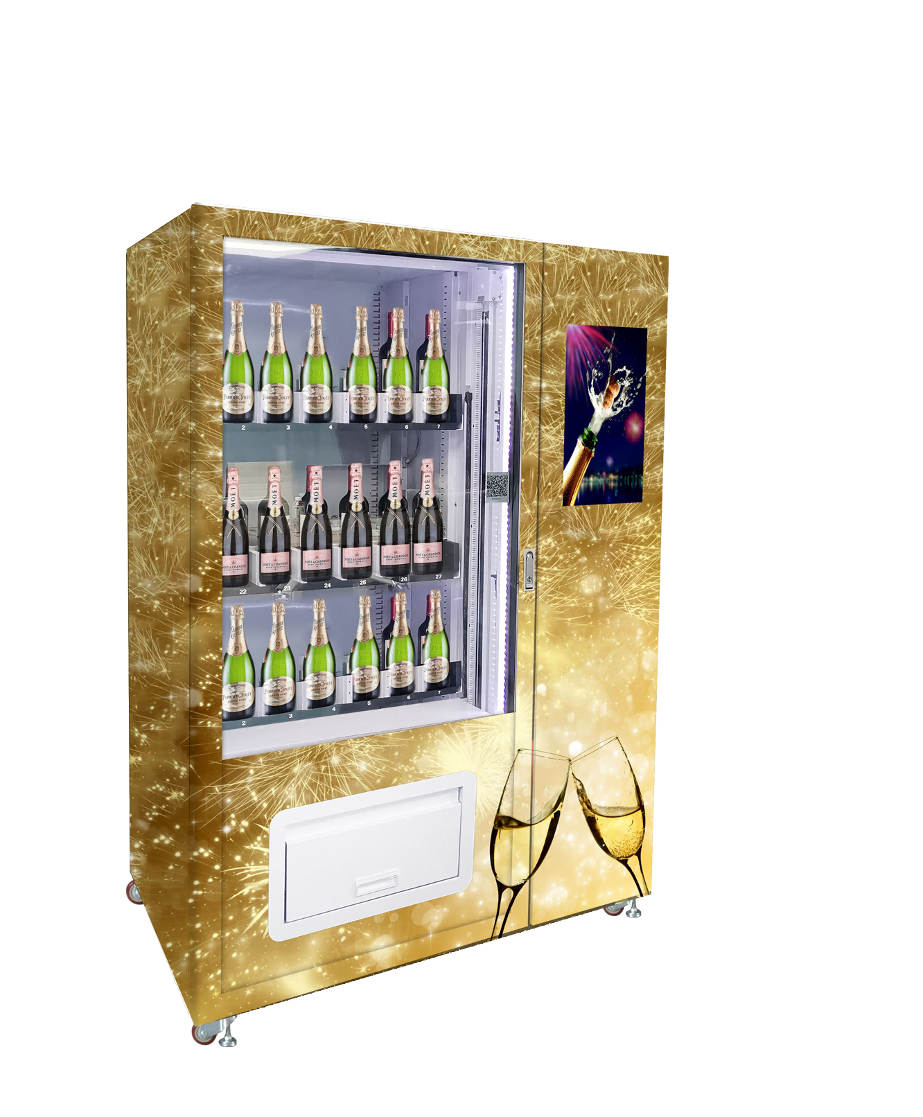 Custom Remote Control WIFI/ SIM Card Champagne Vending Machines with Age Recognizer and Elevator