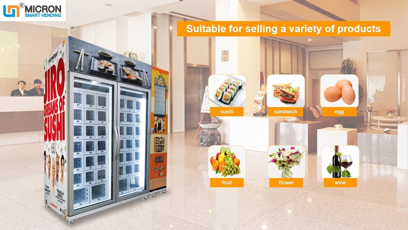 cooling locker egg fruit sushi fragile products fresh products vending machine with smart system unmanned retail store