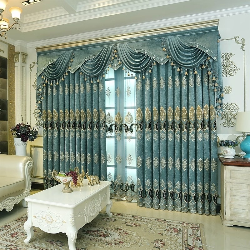 Gold Stamping Design Foil Printing Luxury Blackout Home Window Curtain for the Living Room