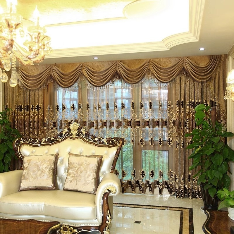 Gold Stamping Design Foil Printing Luxury Blackout Home Window Curtain for the Living Room