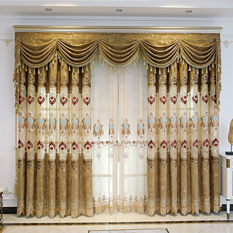 Gold Stamping Design Foil Printing Luxury Blackout Home Window Curtain for the Living Room