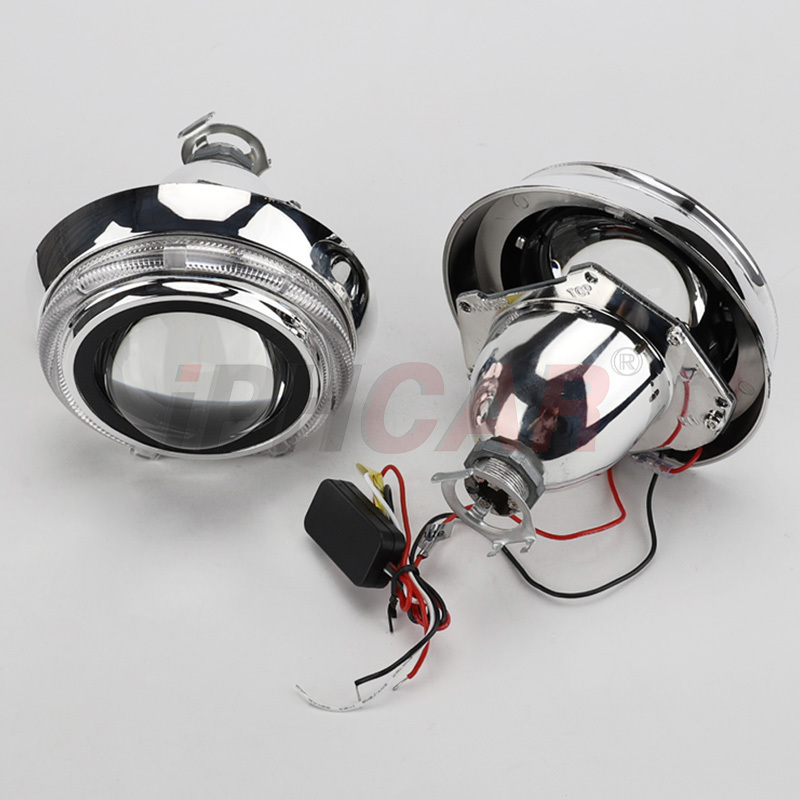 IPHCAR 3 inch Angel eye hid lights auto spare parts bi-xenon projector lens kit h4