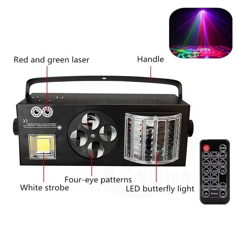 LED Laser Strobe 4in1 DMX512 Stage Effect Lights Good For DJ Disco Birthday Parties Wedding Christmas Decoration Clubs Bar