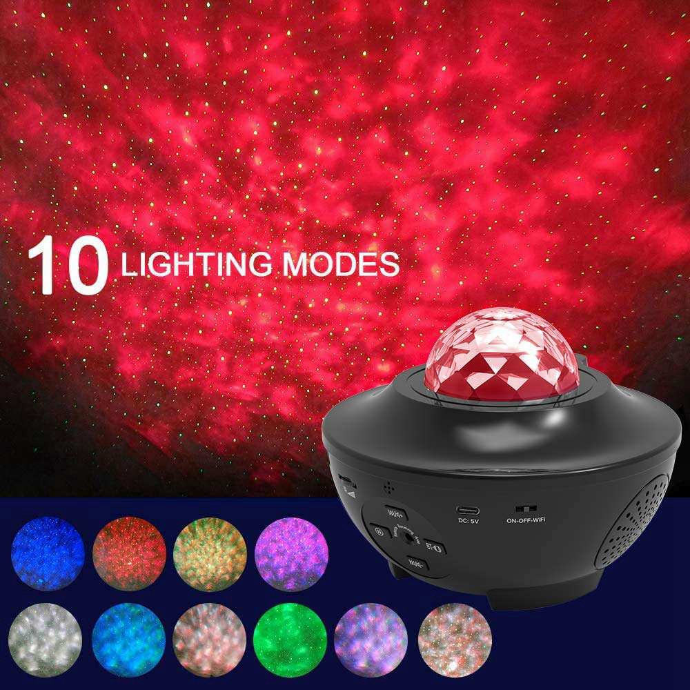 2022 New Smart Rotatable Star Night Lights For Kids Sky Laser Cove Lamp 360 Led Aurora Music Projector Light