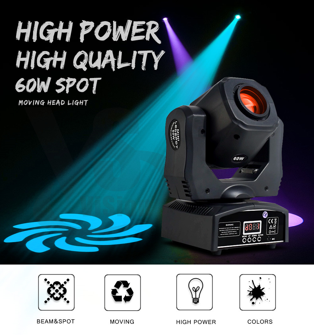 60W LED Spot Moving Head Light 75W LED DJ Beam Light LED Spot Light With Gobo&color Wheel Disco DJs Equipmentnt