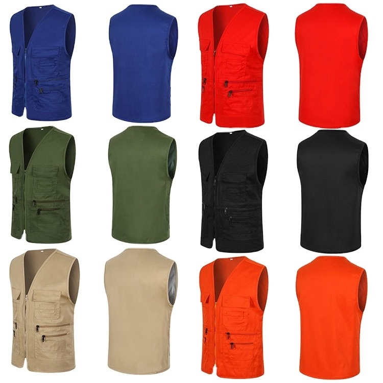 Stock men's multi pockets Cargo vest for climbing shooting photography Hooking fisherman Journalist Fishing Vest Waistcoat