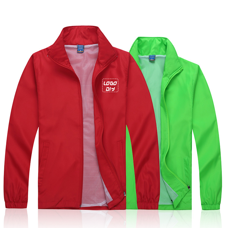 100% polyester light weight windbreaker Casual Slim Fit Outdoors Windbreaker For Women and men