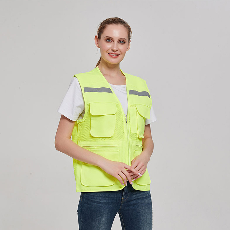 Safety workwear men's vest with mesh pocket men fishing vest with mesh