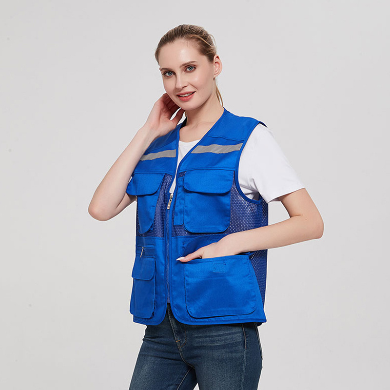 Safety workwear men's vest with mesh pocket men fishing vest with mesh