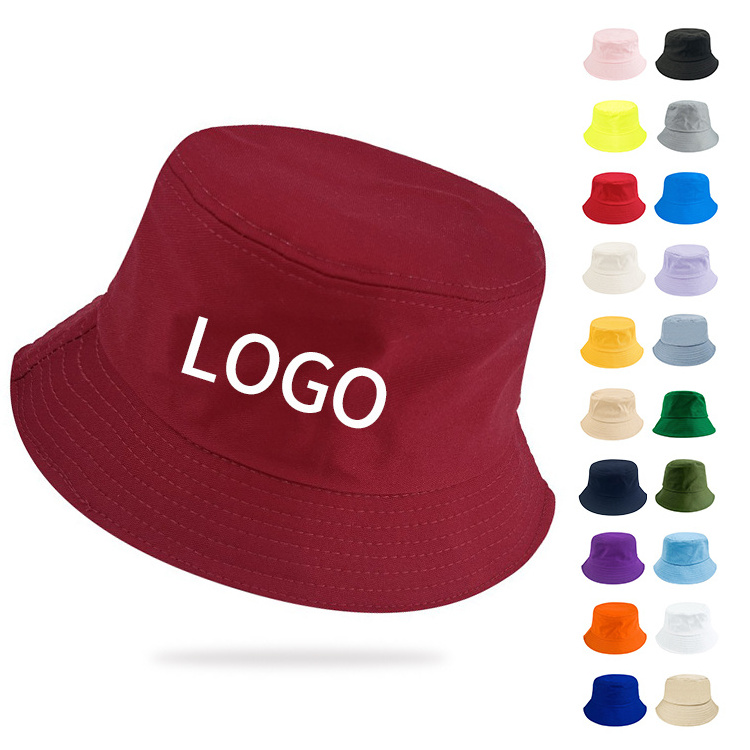 Custom Adult 100% Cotton Printed Embroidered Bucket Caps Wide Brim Blank Fisherman Hat Solid Casual Bucket Hat