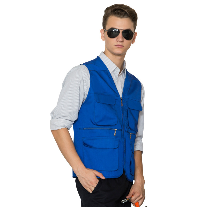 Custom Utility Reporter Multi Pocket Fishing Mens Solid Workwear Uniform Cargo Vest for Outdoor Photography